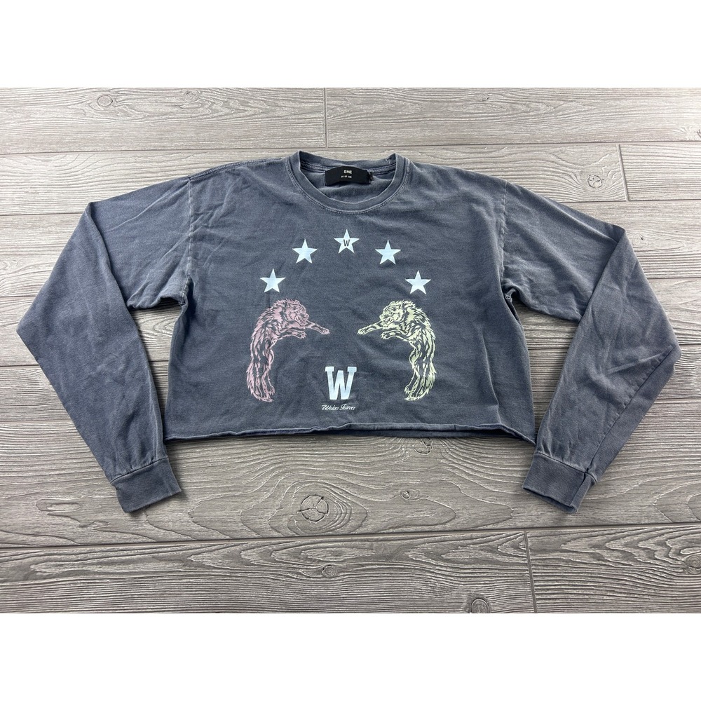 Darc Sport Wolves Forever Cropped Long Sleeve Tee Washed Gray Limited 89/500 M